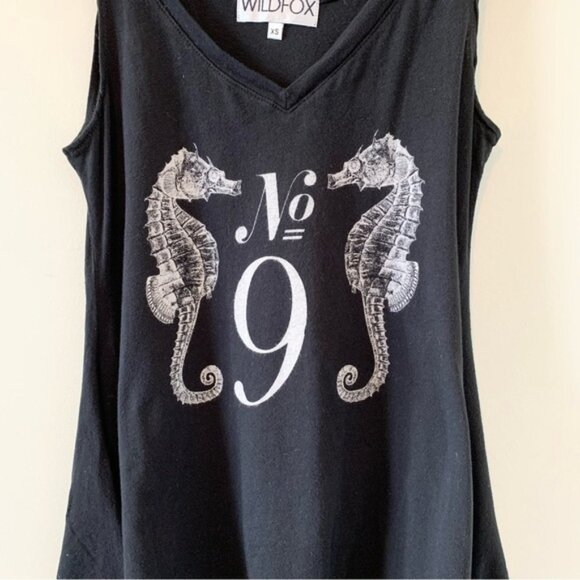Revolve Wildfox Dreamer Seahorse No. 9 Tank Top Draped Flowy V-neck Black XS - Picture 5 of 11